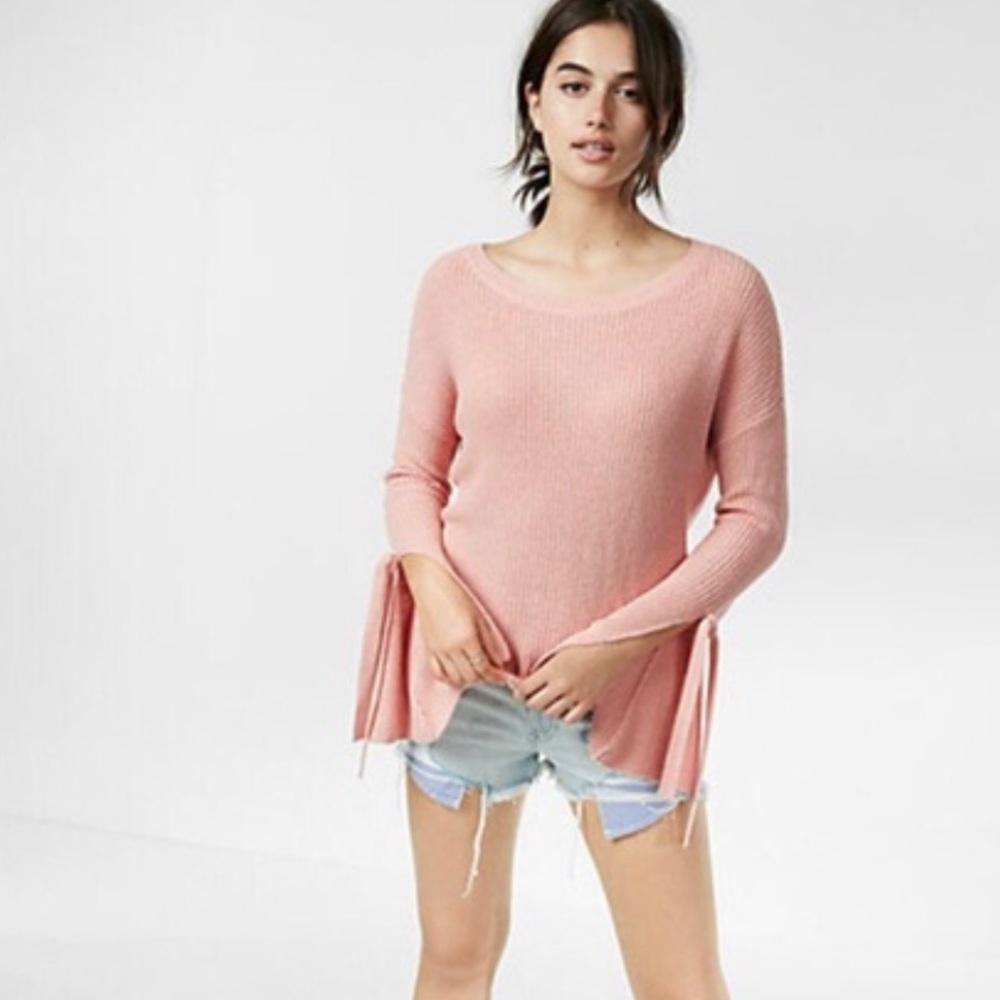 Express Bell Sleeve Pink Knit Sweater (Size Small)